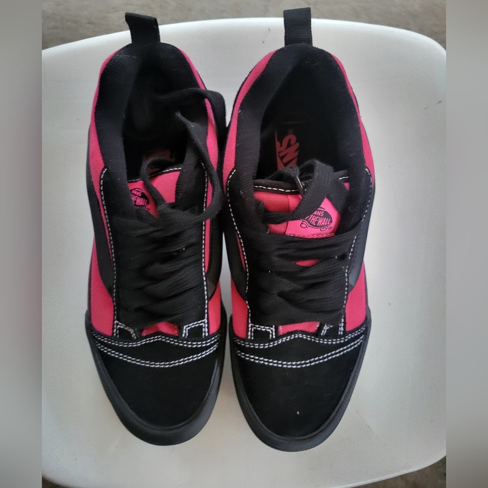 Vans Women's Bold Black and Pink Sneakers